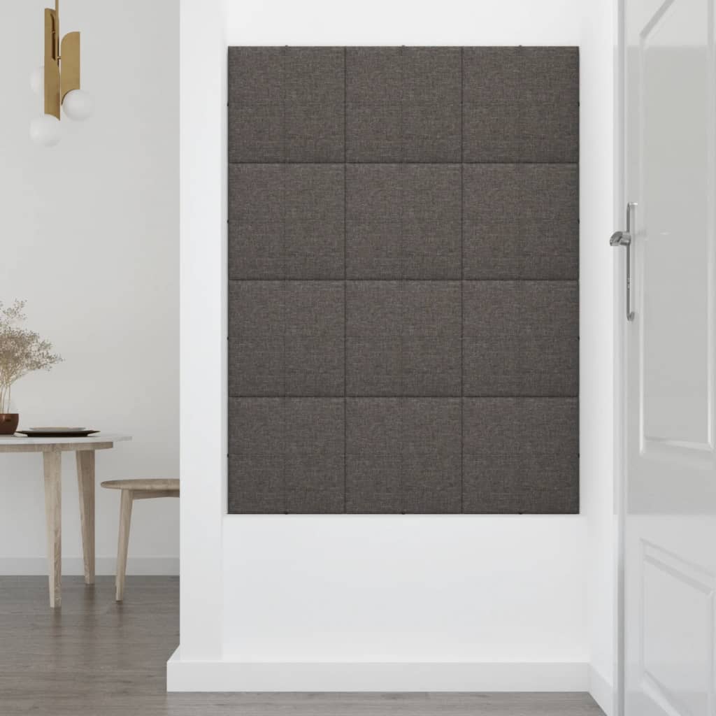 vidaXL Wall Panels 12 pcs Dark Grey 30x30 cm Fabric 1.08 m²