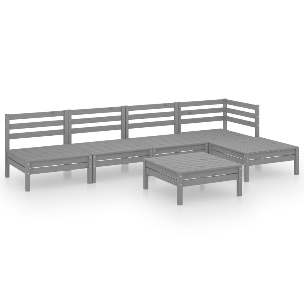 vidaXL 6 Piece Garden Lounge Set Solid Pinewood Grey