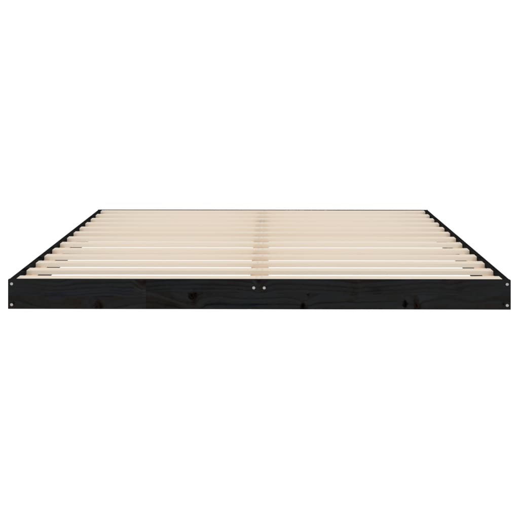 vidaXL Bed Frame without Mattress Black 150x200 cm King Size Solid Wood Pine