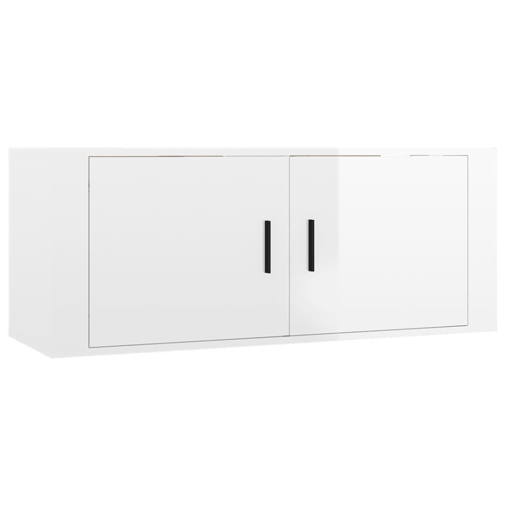 vidaXL Wall Mounted TV Cabinet High Gloss White 100x34.5x40 cm