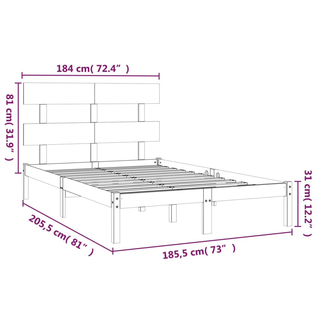 vidaXL Bed Frame without Mattress 180x200 cm Super King Solid Wood