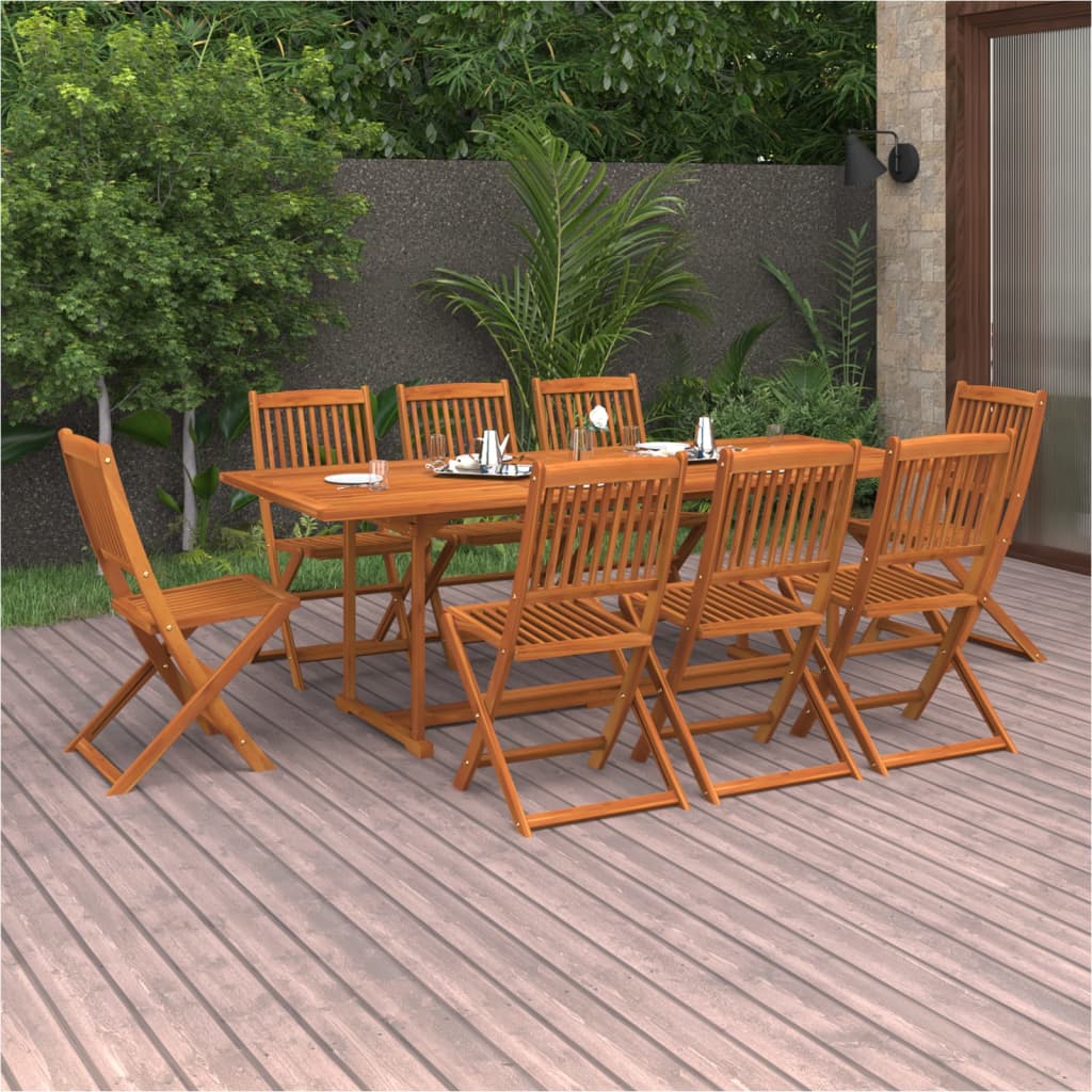 vidaXL 9 Piece Garden Dining Set 220x90x75 cm Solid Wood Acacia