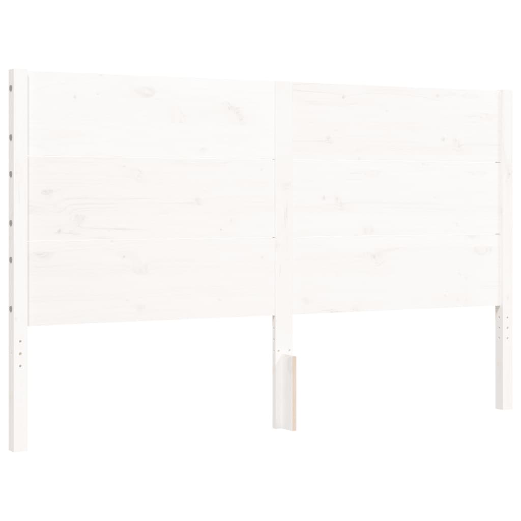 vidaXL Bed Frame with Headboard White King Size Solid Wood