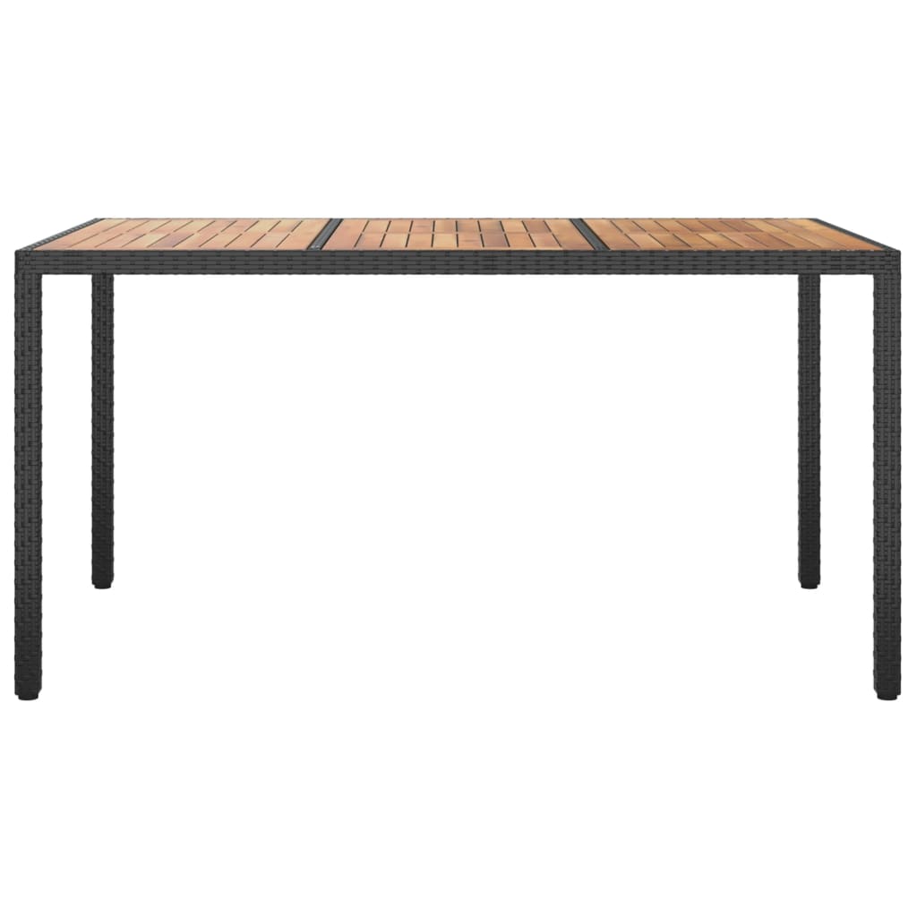 vidaXL Garden Table 150x90x75 cm Poly Rattan and Acacia Wood Black