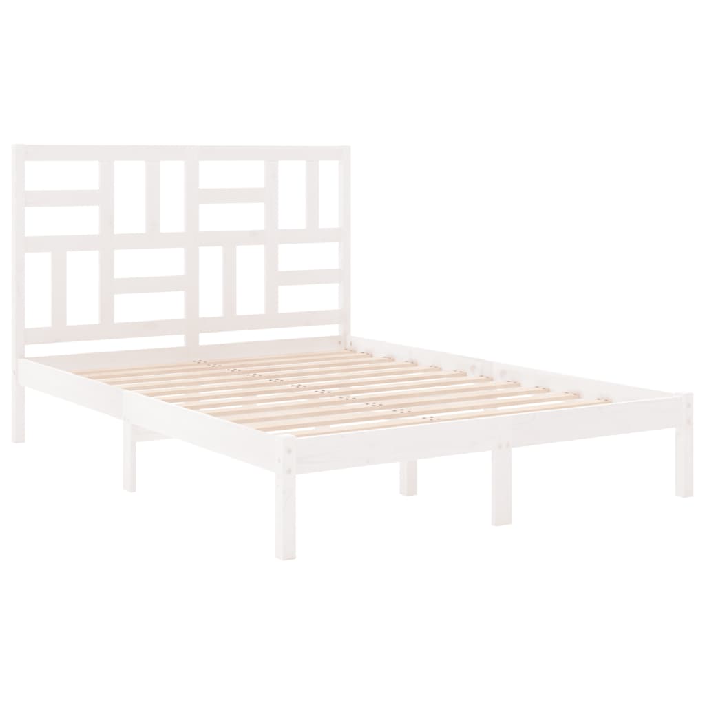 vidaXL Bed Frame White Solid Wood 135x190 cm Double