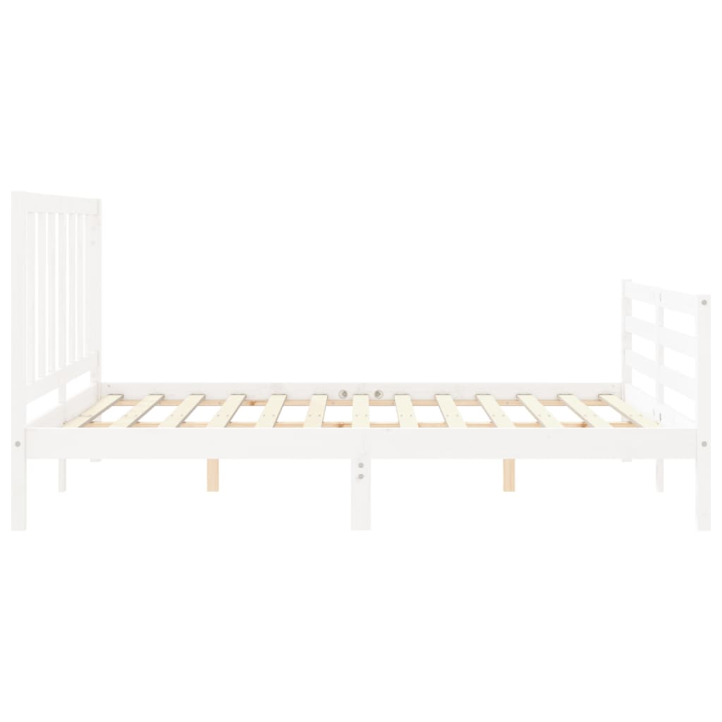 vidaXL Bed Frame with Headboard White King Size Solid Wood