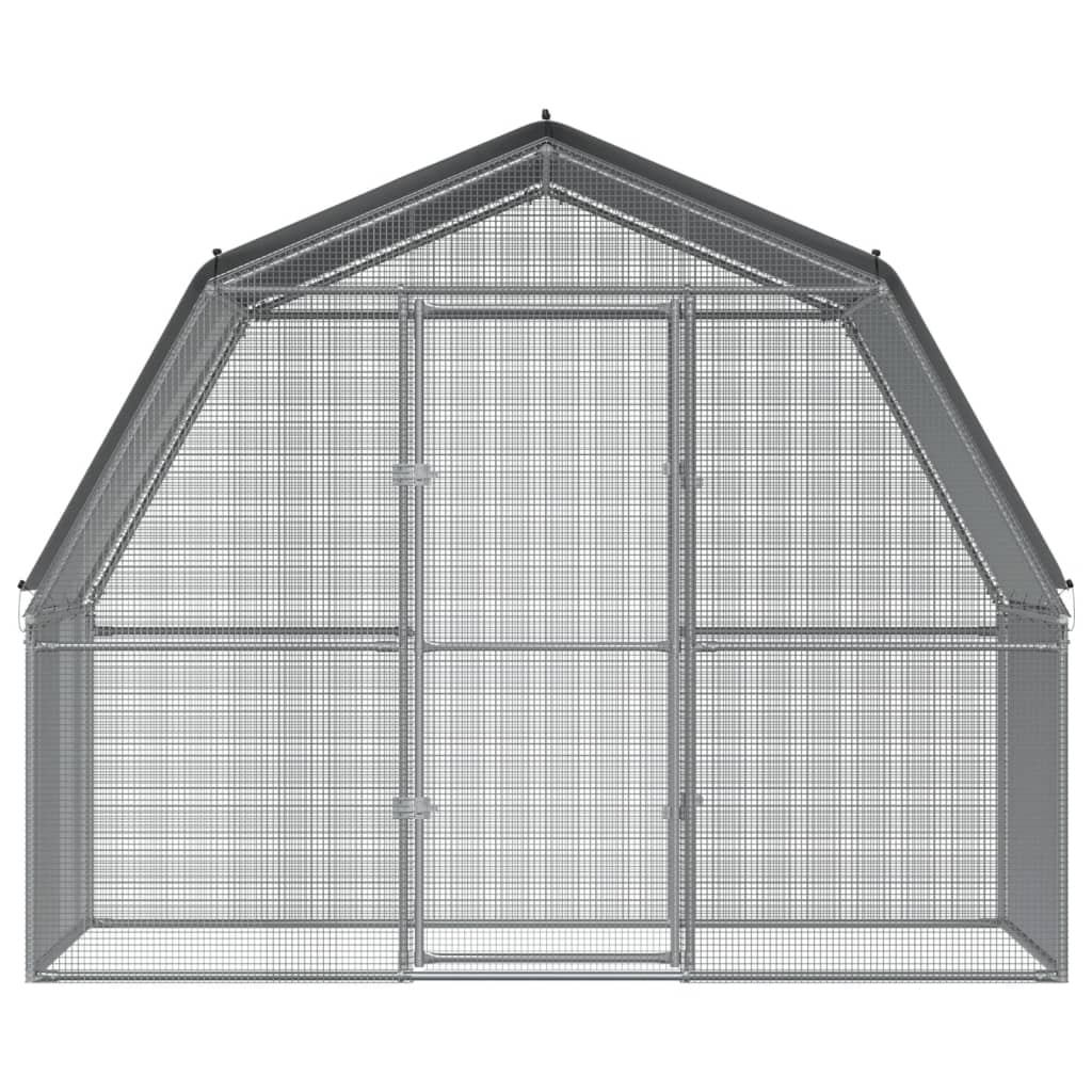 vidaXL Chicken Cage with Roof and Door Silver Galvanised Steel