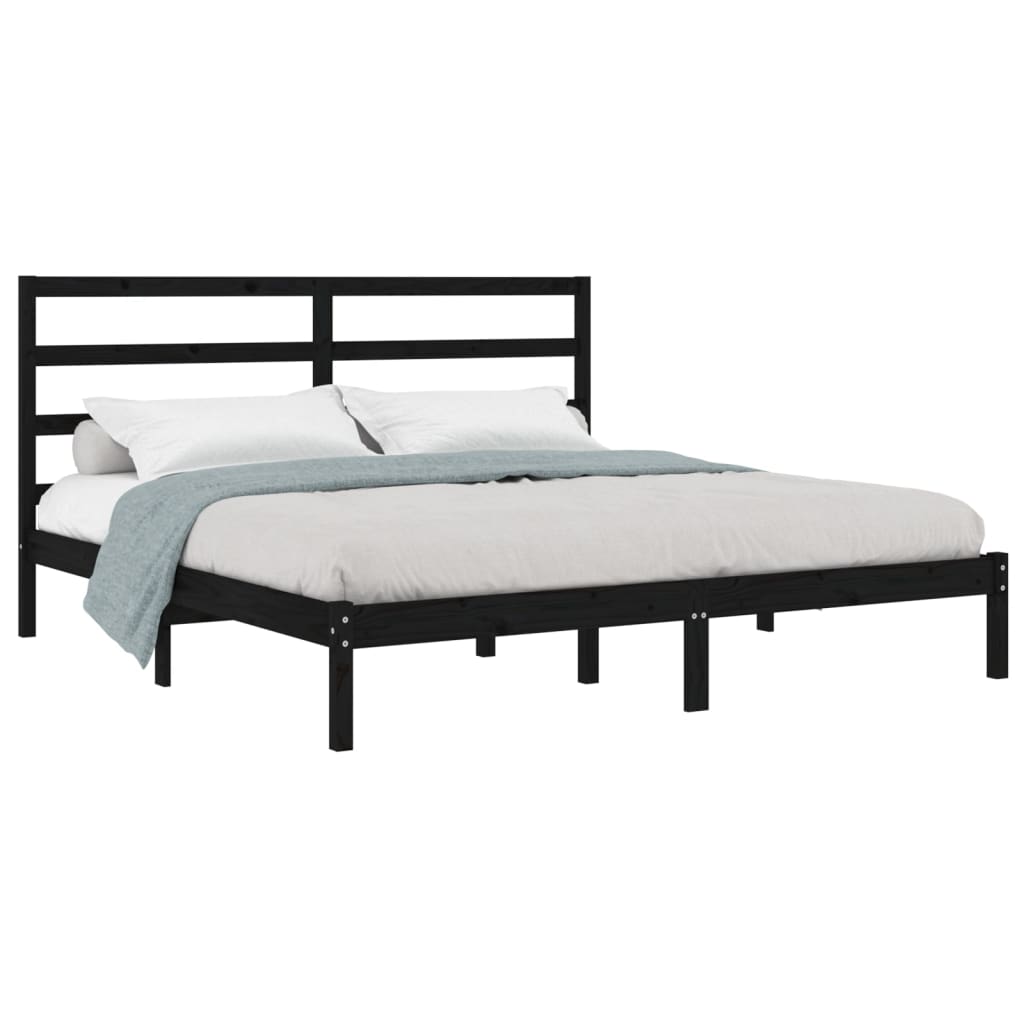 vidaXL Bed Frame without Mattress Black 180x200 cm Super King Solid Wood