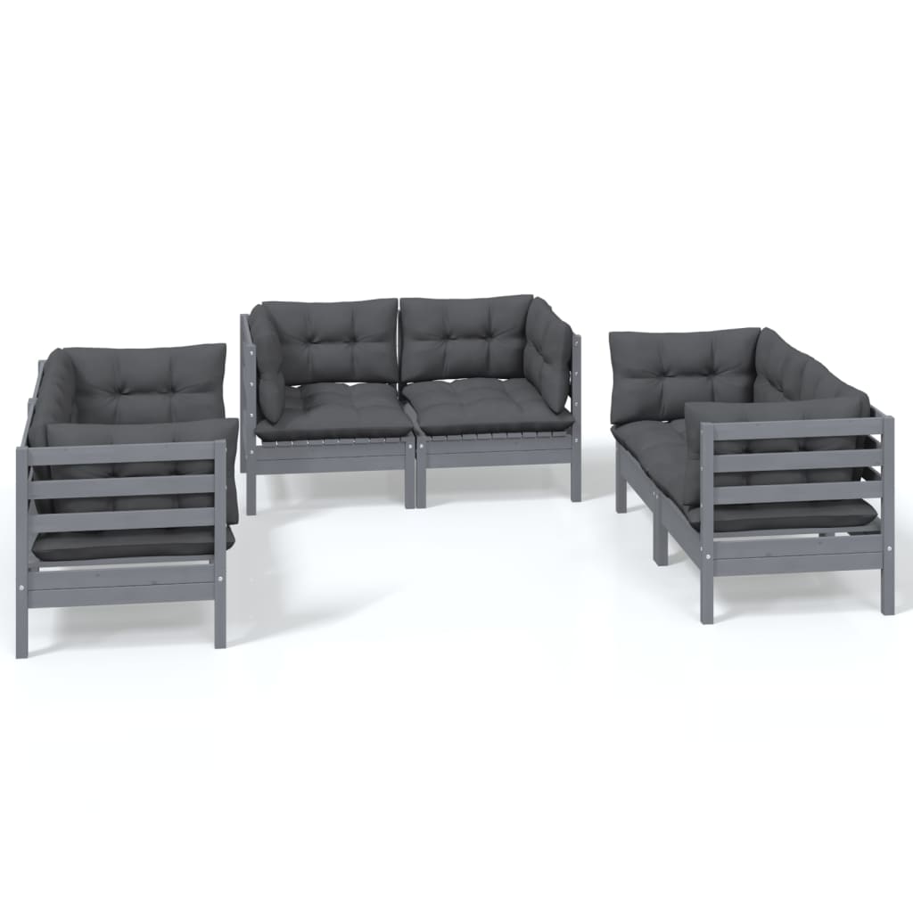 vidaXL 6 Piece Garden Lounge Set with Cushions Solid Pinewood