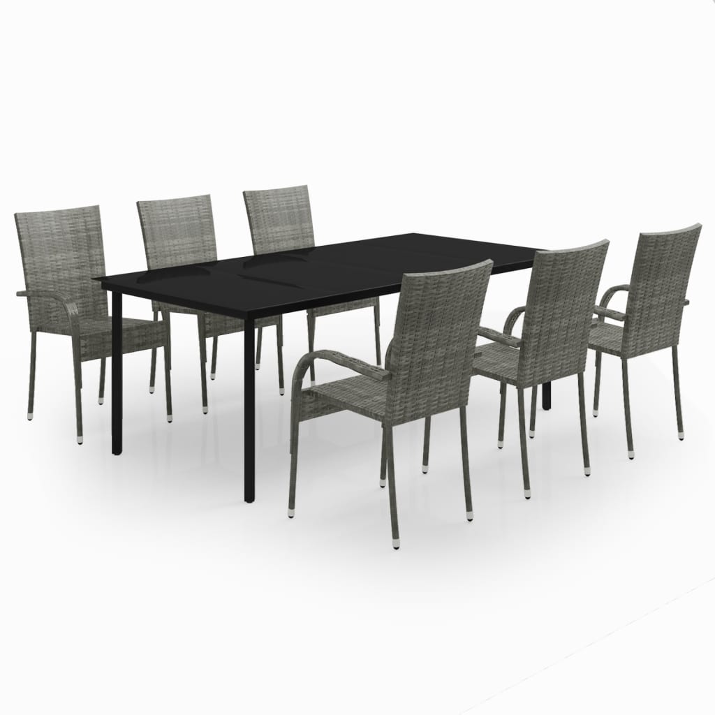 vidaXL 7 Piece Garden Dining Set Grey and Black