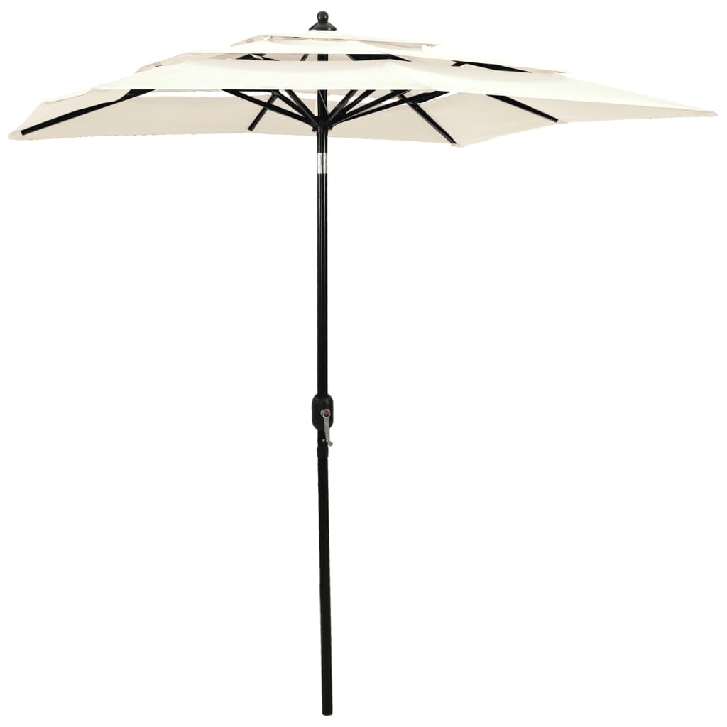 vidaXL 3-Tier Garden Parasol with Aluminium Pole Sand 2x2 m