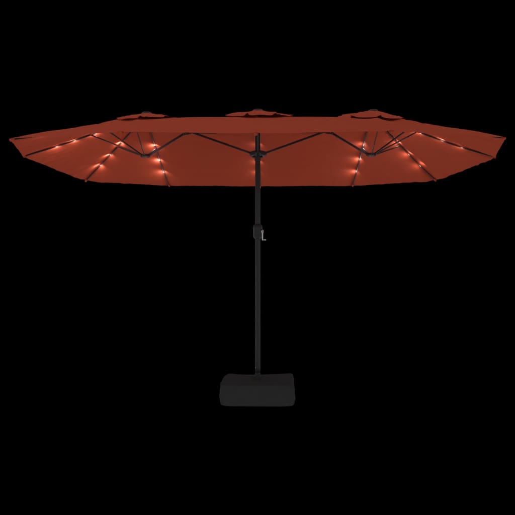 vidaXL Double-Head Garden Parasol with LEDs Terracotta 449x245 cm