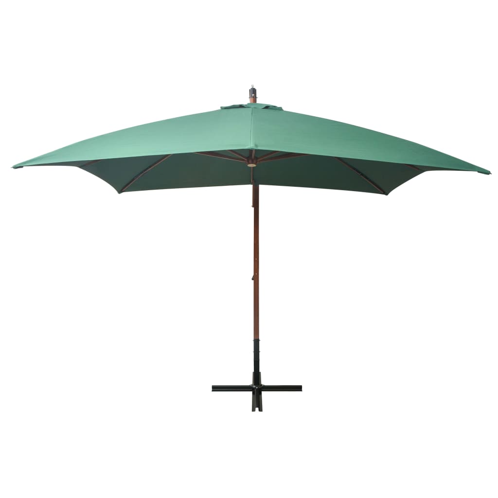 vidaXL Hanging Garden Parasol 300x300 cm Wooden Pole Green