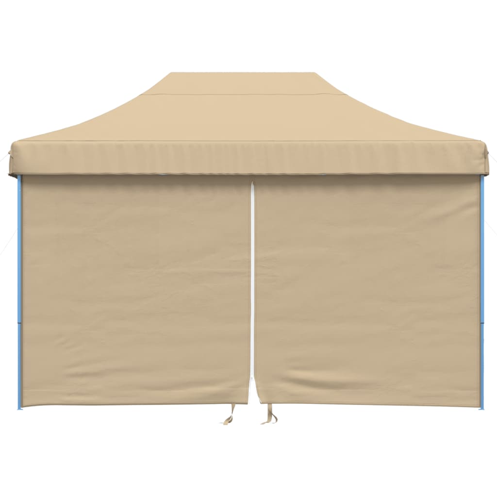 vidaXL Foldable Party Tent Pop-Up with 4 Sidewalls Beige