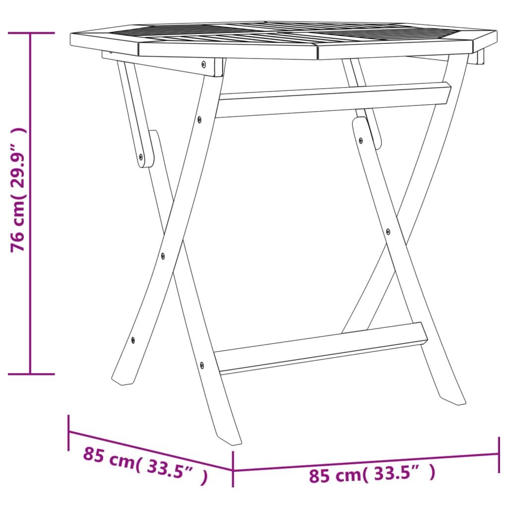 vidaXL Folding Garden Table 85x85x76 cm Solid Teak Wood