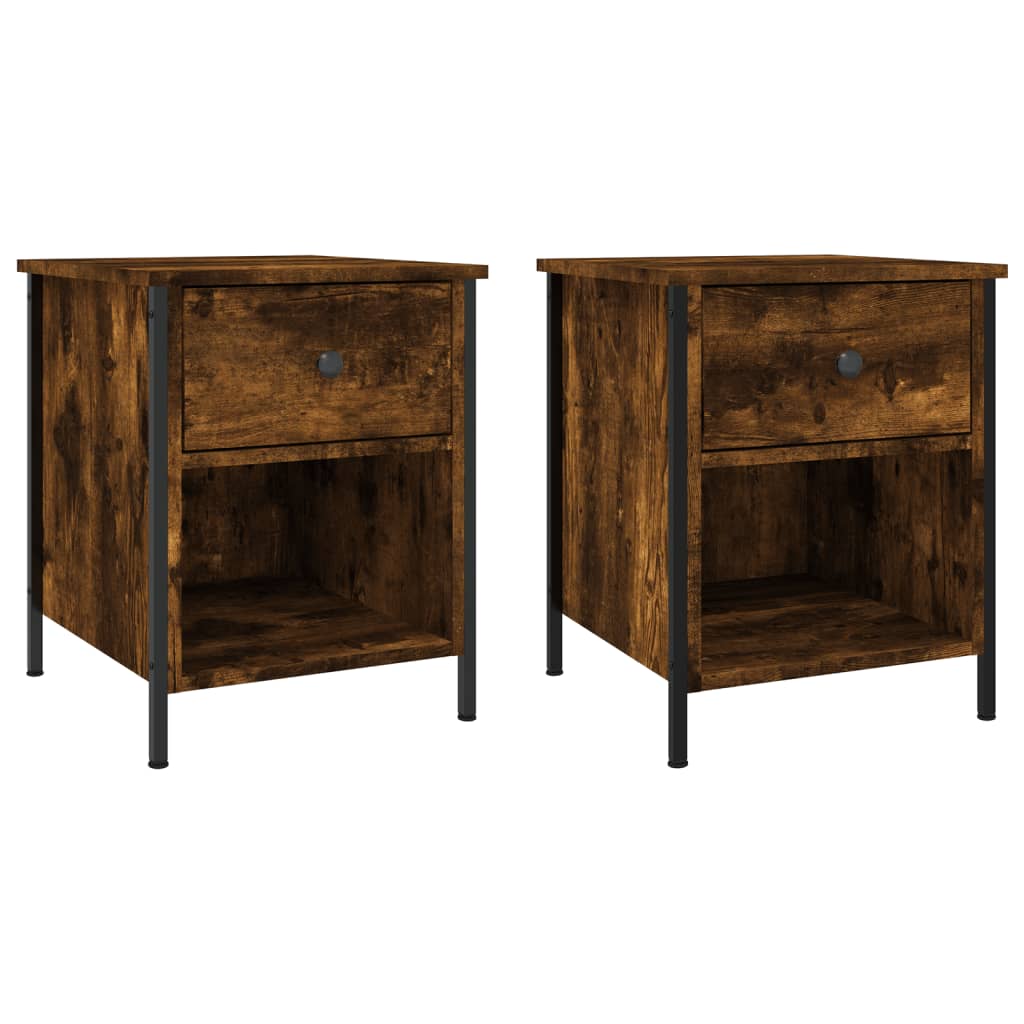 vidaXL Bedside Cabinets 2 pcs Smoked Oak 40x42x50 cm Engineered Wood