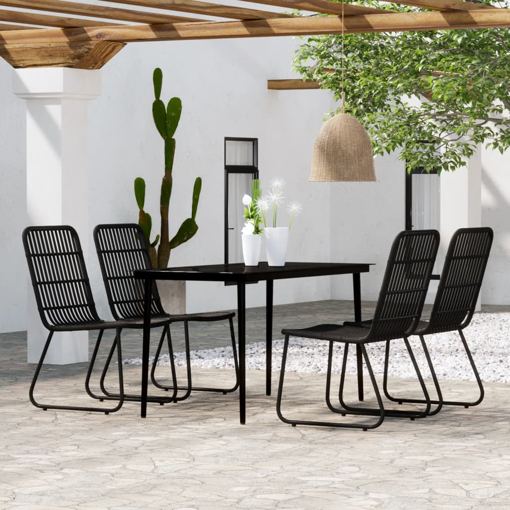 vidaXL 5 Piece Garden Dining Set Black