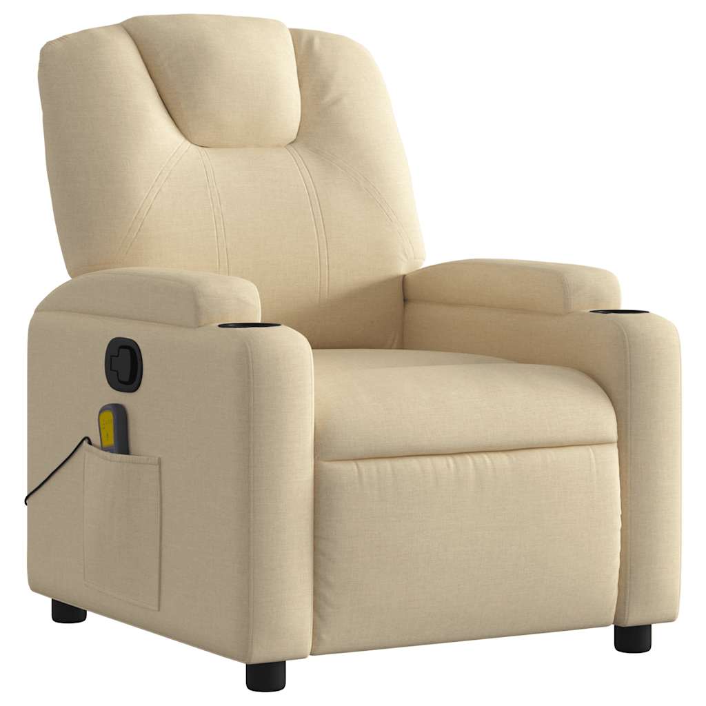 vidaXL Massage Recliner Chair Cream Fabric