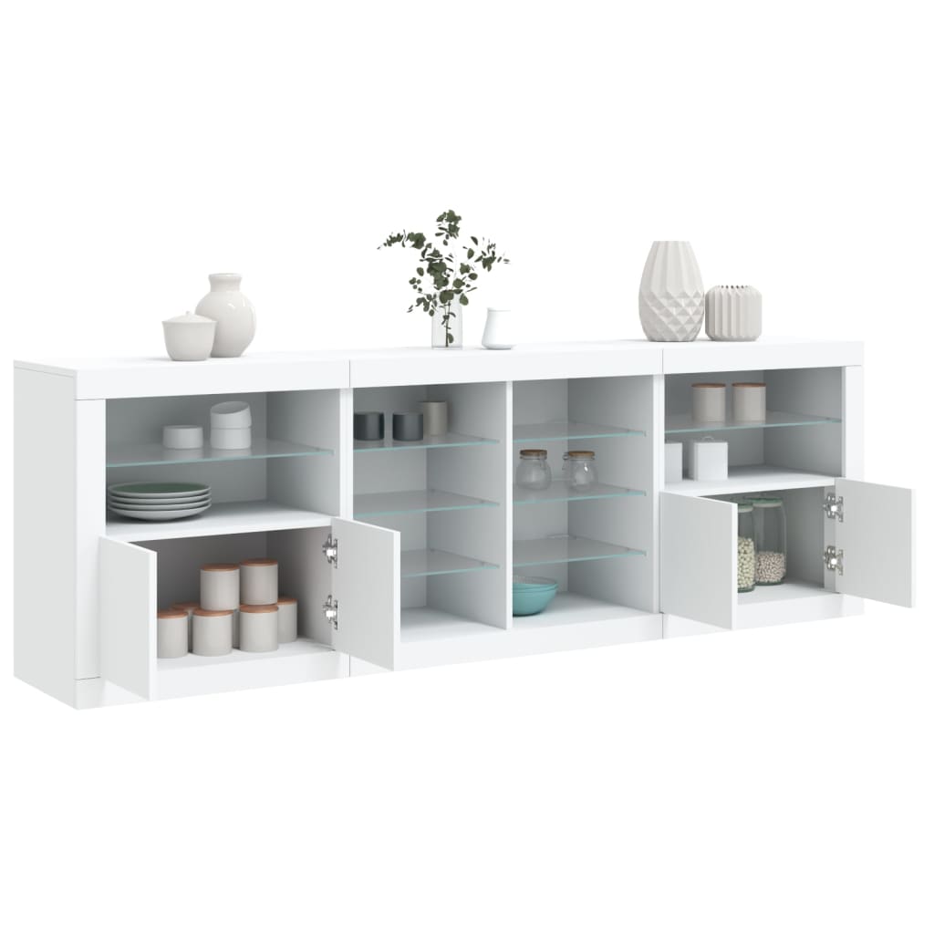 vidaXL Sideboard with LED Lights White 202x37x67 cm