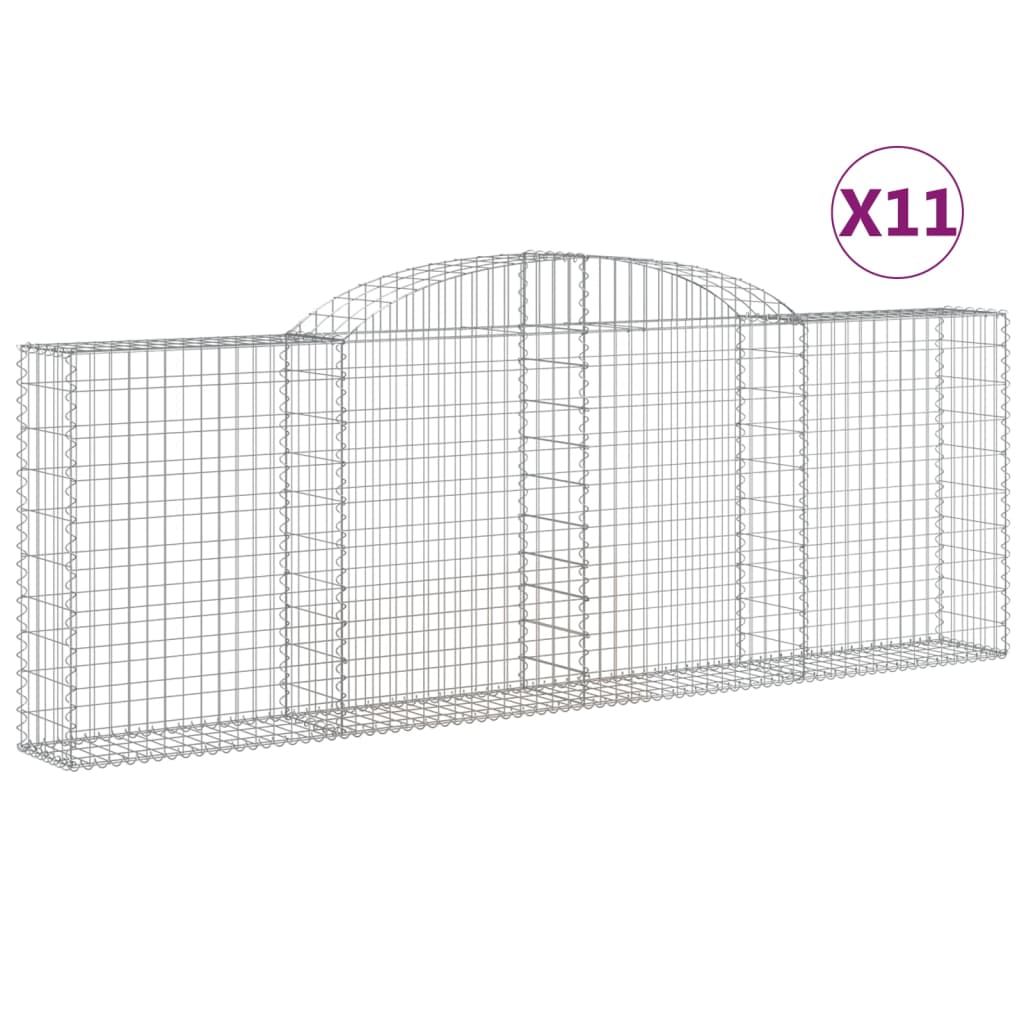 vidaXL Arched Gabion Baskets 11 pcs 300x30x100/120 cm Galvanised Iron