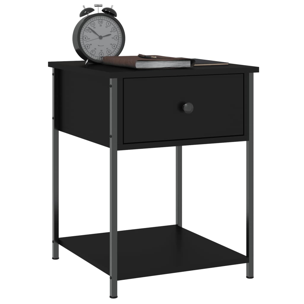 vidaXL Bedside Table Black 44x45x58 cm Engineered Wood