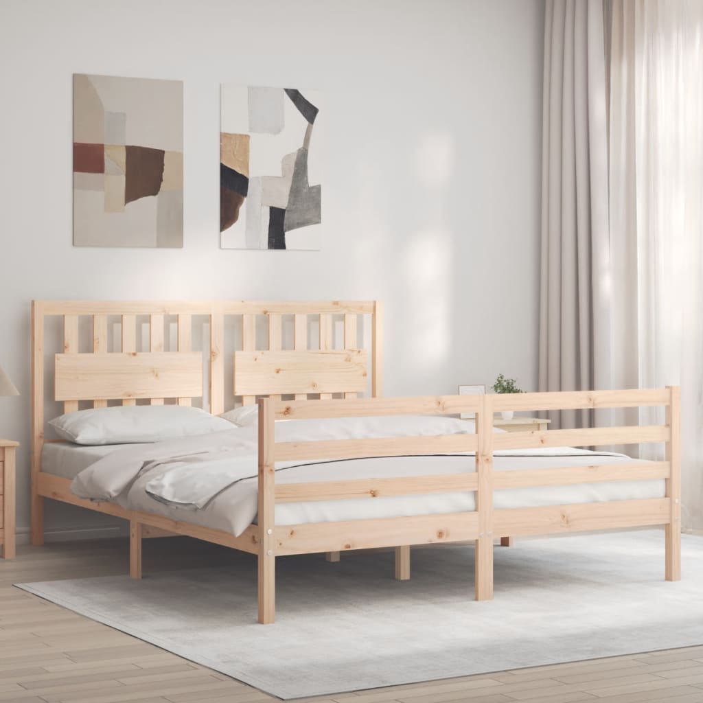 vidaXL Bed Frame without Mattress King Size Solid Wood