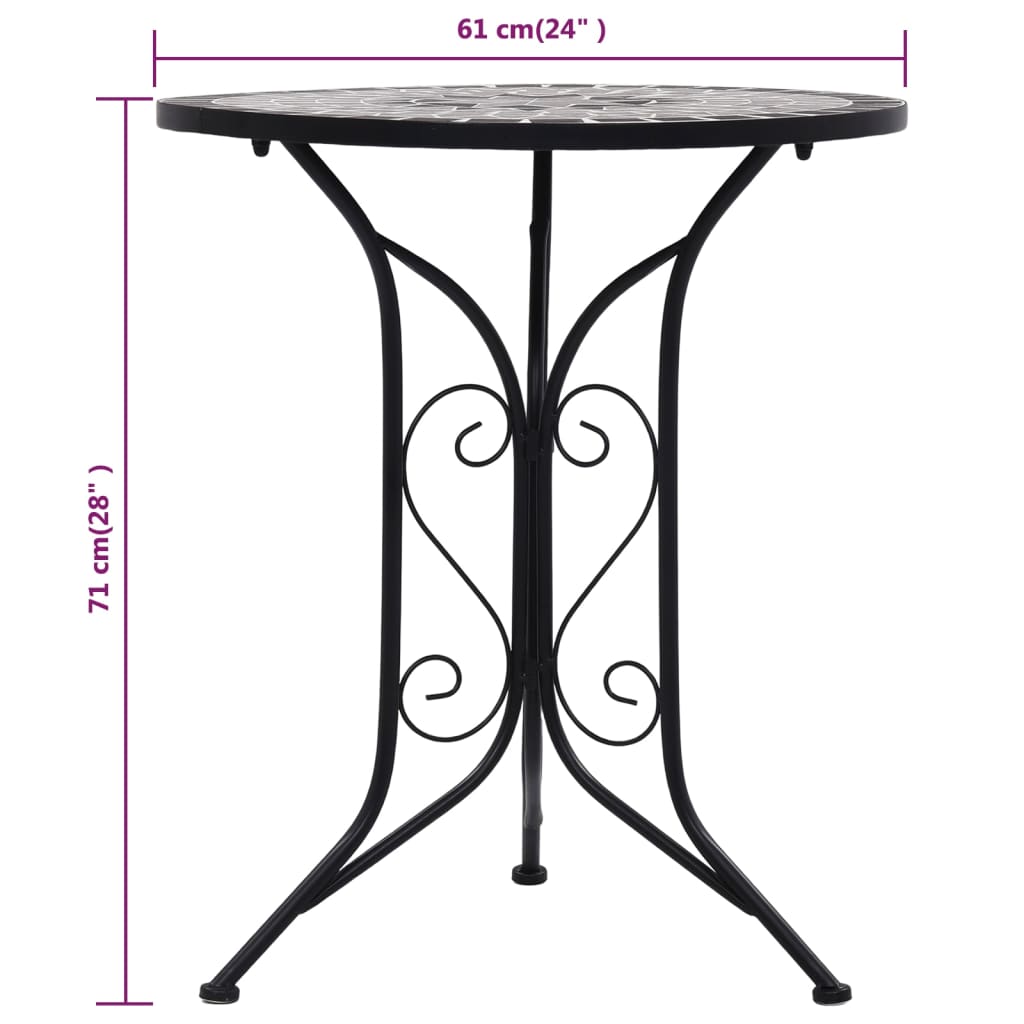 vidaXL 3 Piece Mosaic Bistro Set Ceramic Tile Grey