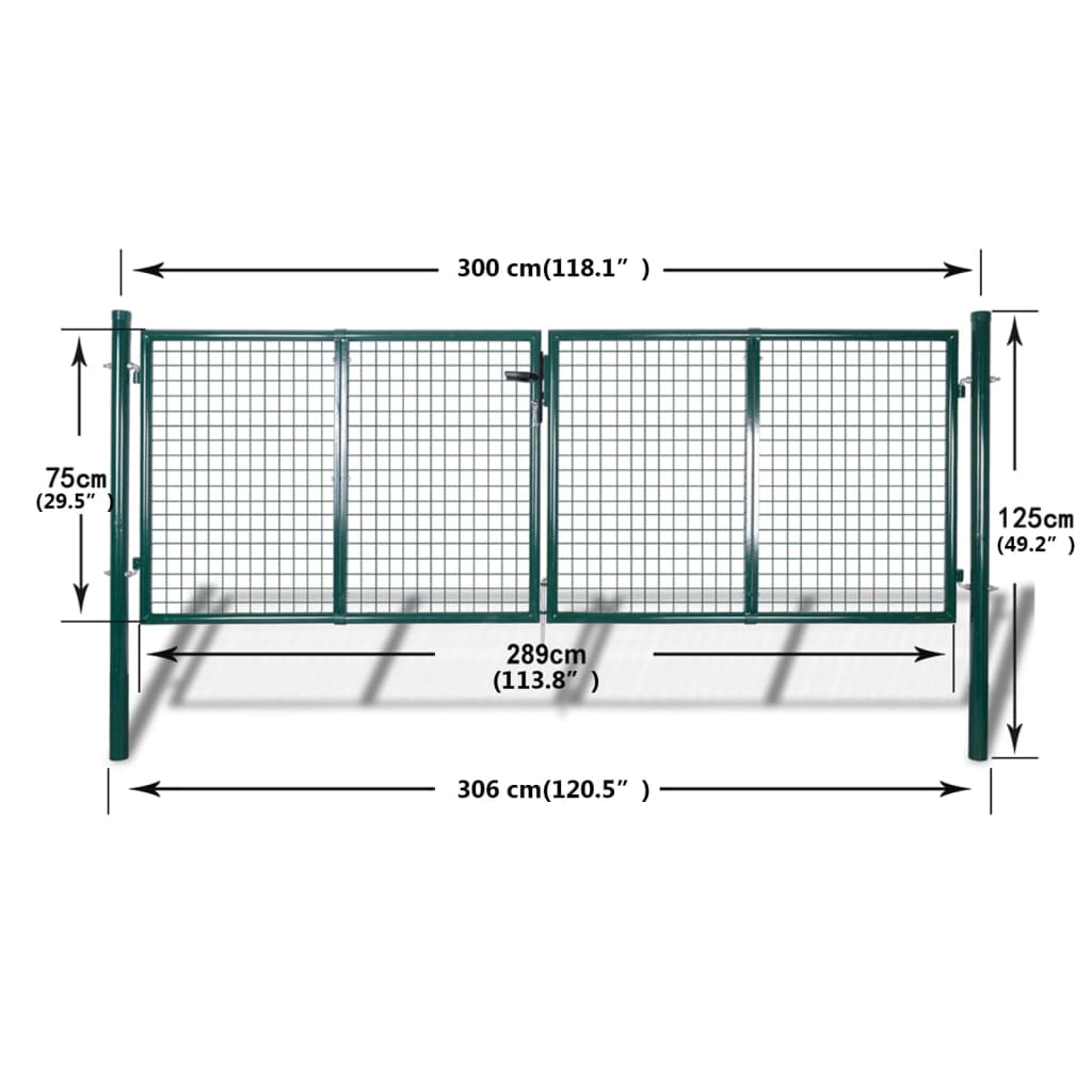 vidaXL Garden Mesh Gate Fence Door Wall Grille 289 x 75 cm / 306 x 125 cm