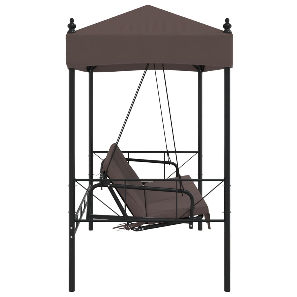 vidaXL Garden Swing Bench with Canopy Coffee Brown Steel