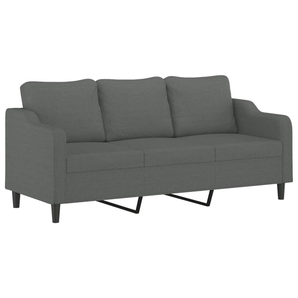 vidaXL 2 Piece Sofa Set with Pillows Dark Grey Fabric