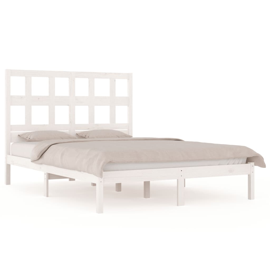 vidaXL Bed Frame without Mattress White 180x200 cm Super King Solid Wood Pine