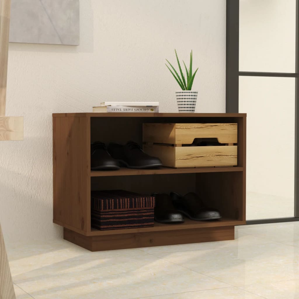 vidaXL Shoe Cabinet Honey Brown 60x34x45 cm Solid Wood Pine