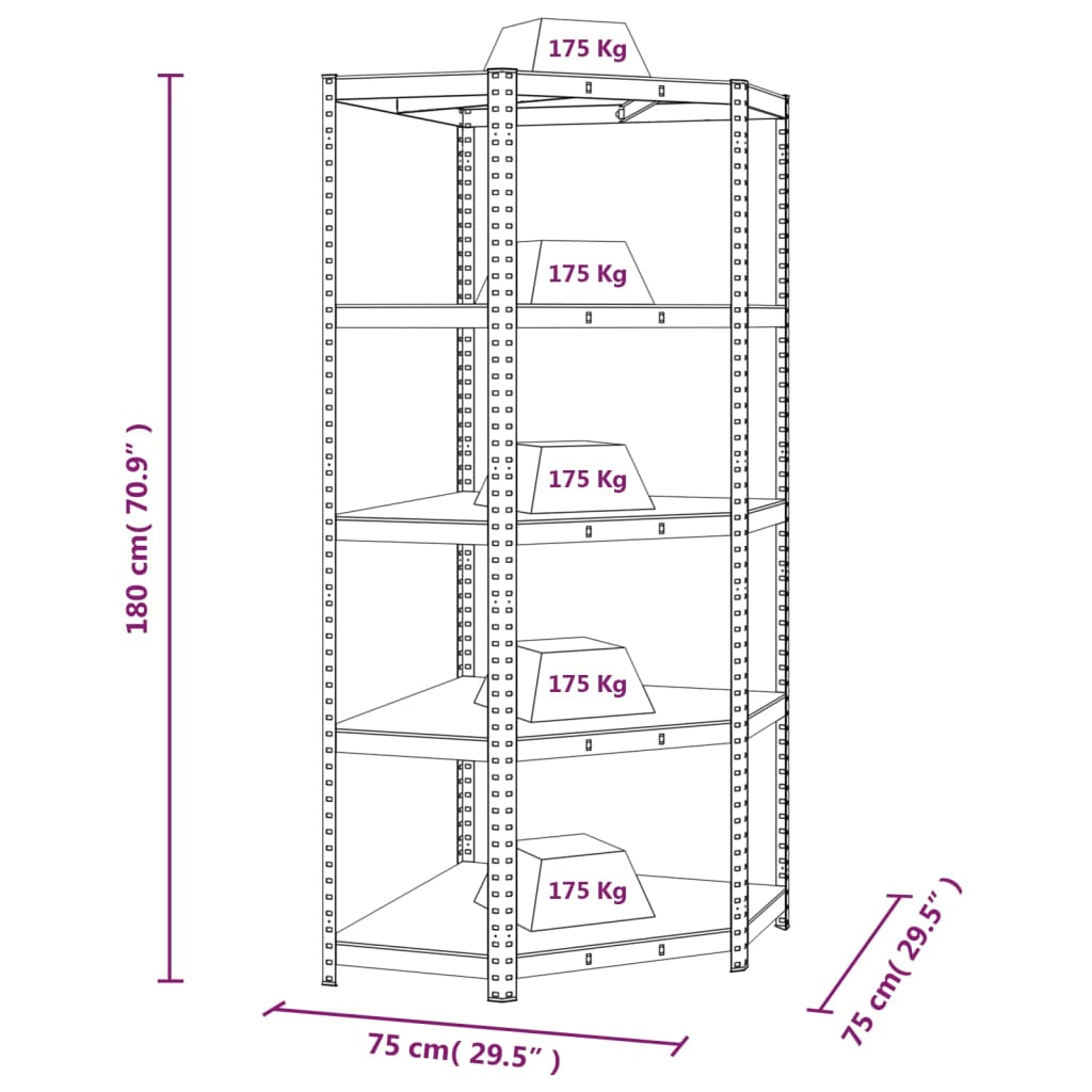 vidaXL 5-Layer Shelves 2 pcs Silver Steel&Engineered Wood