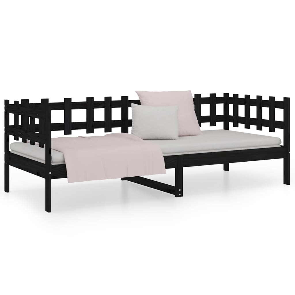 vidaXL Day Bed without Mattress Black 90x190 cm Single Solid Wood Pine