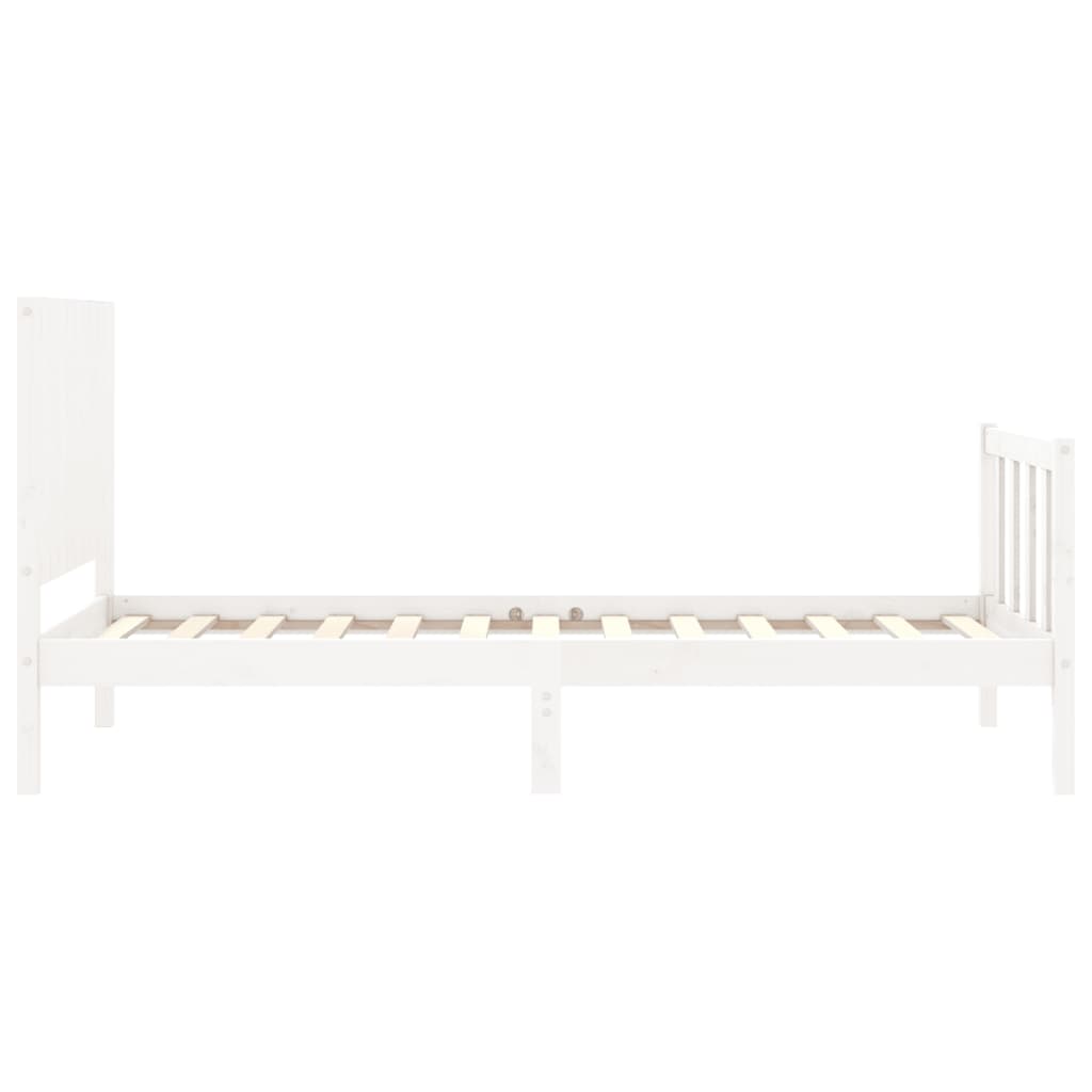 vidaXL Bed Frame without Mattress White Single Solid Wood Pine