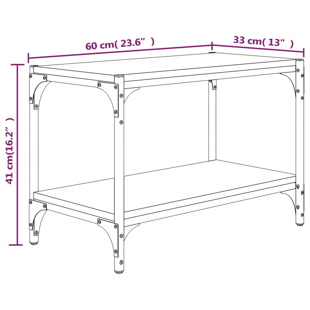 vidaXL TV Cabinet Black 60x33x41 cm Engineered Wood and Steel