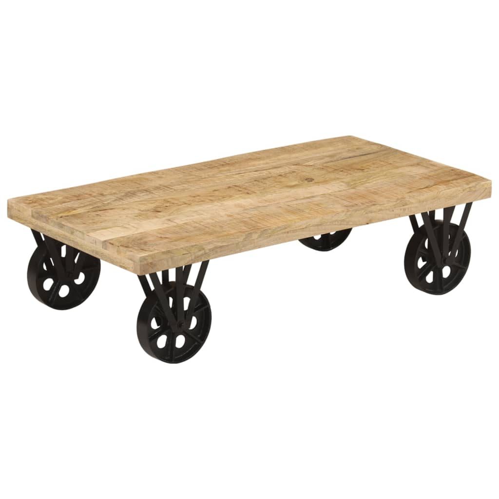 vidaXL Coffee Table with Wheels 110x55x29.5 cm Solid Wood Mango