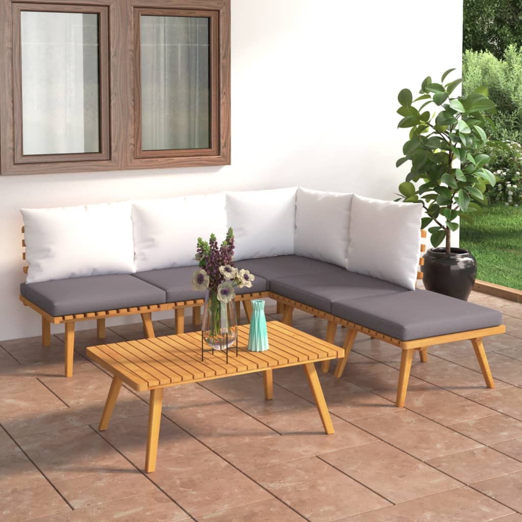 vidaXL 6 Piece Garden Lounge Set with Cushions Solid Wood Acacia