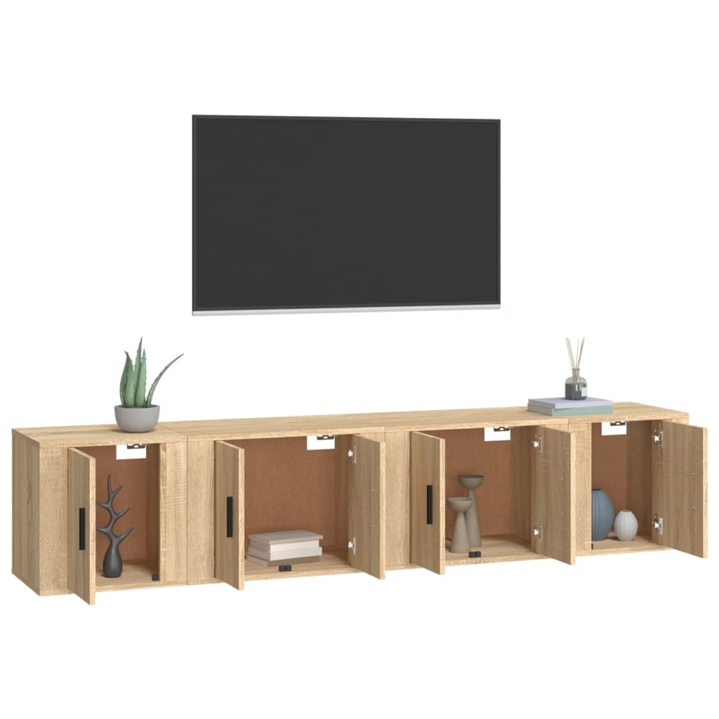 vidaXL 4 Piece TV Cabinet Set Sonoma Oak Engineered Wood