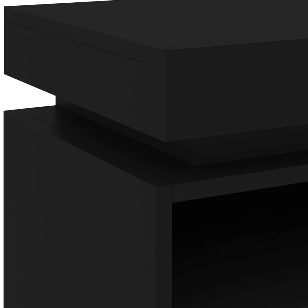 vidaXL Bedside Cabinet with LED Lights Black 40x39x48.5 cm