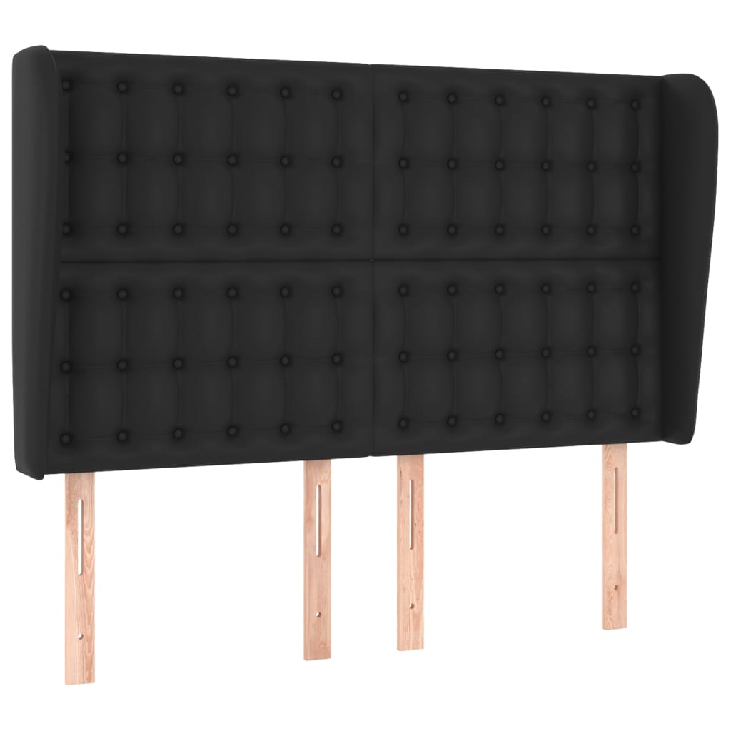 vidaXL Headboard with Ears Black 147x23x118/128 cm Faux Leather