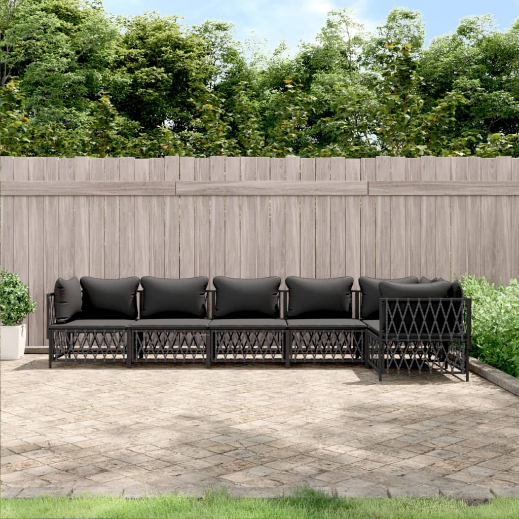 vidaXL 6 Piece Garden Lounge Set with Cushions Anthracite Steel