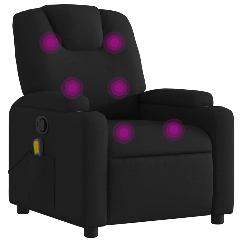 vidaXL Massage Recliner Chair Black Fabric