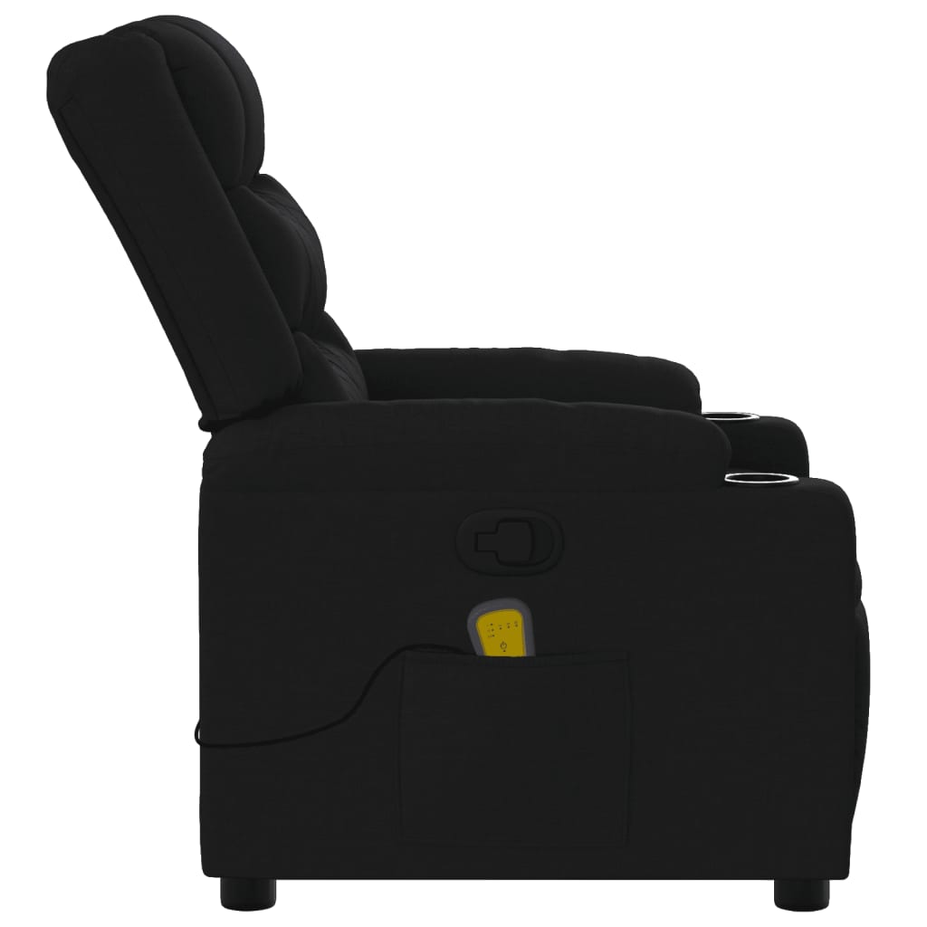 vidaXL Massage Recliner Chair Black Fabric