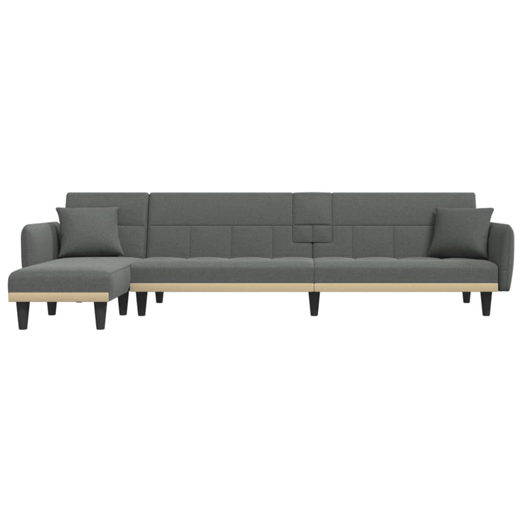 vidaXL L-shaped Sofa Bed Dark Grey 275x140x70 cm Fabric