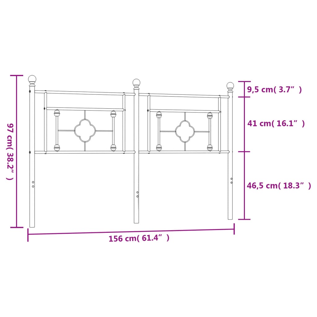 vidaXL Metal Headboard White 150 cm