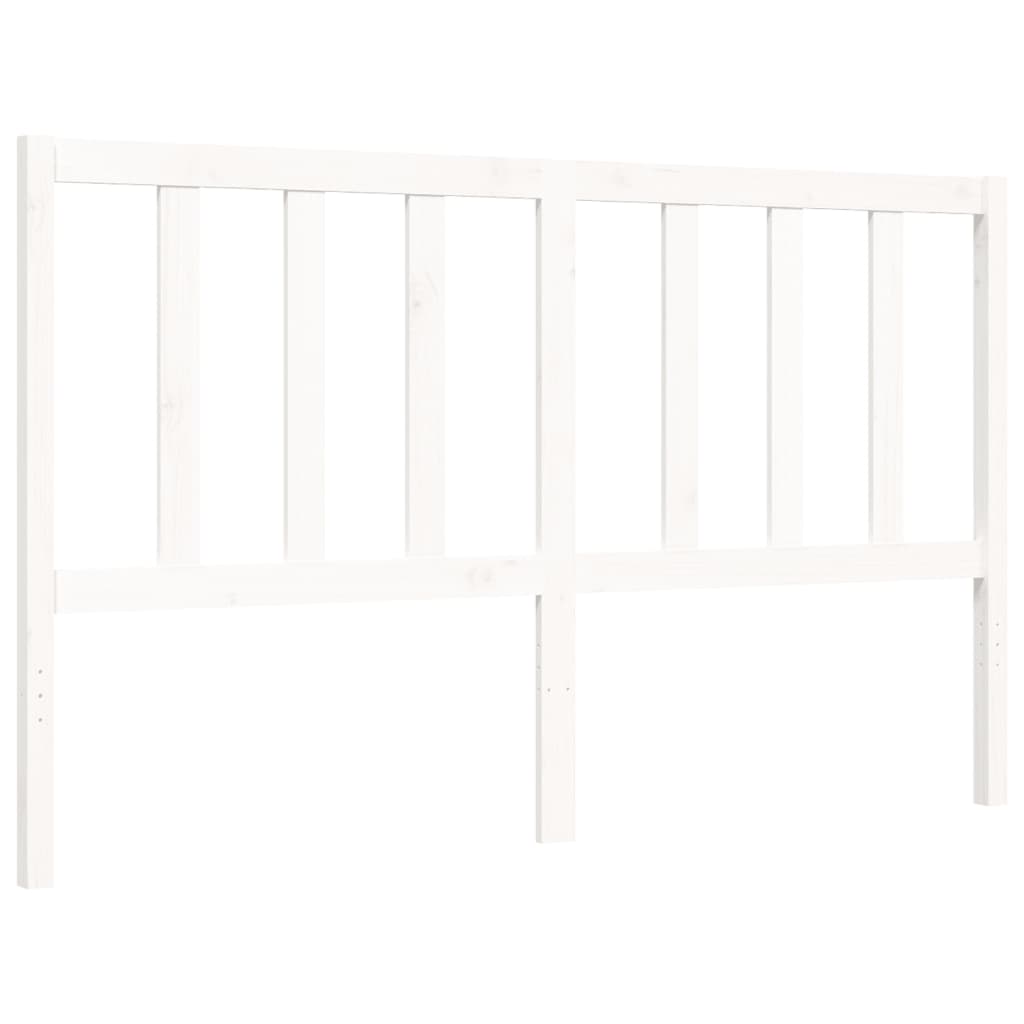 vidaXL Bed Frame with Headboard White King Size Solid Wood