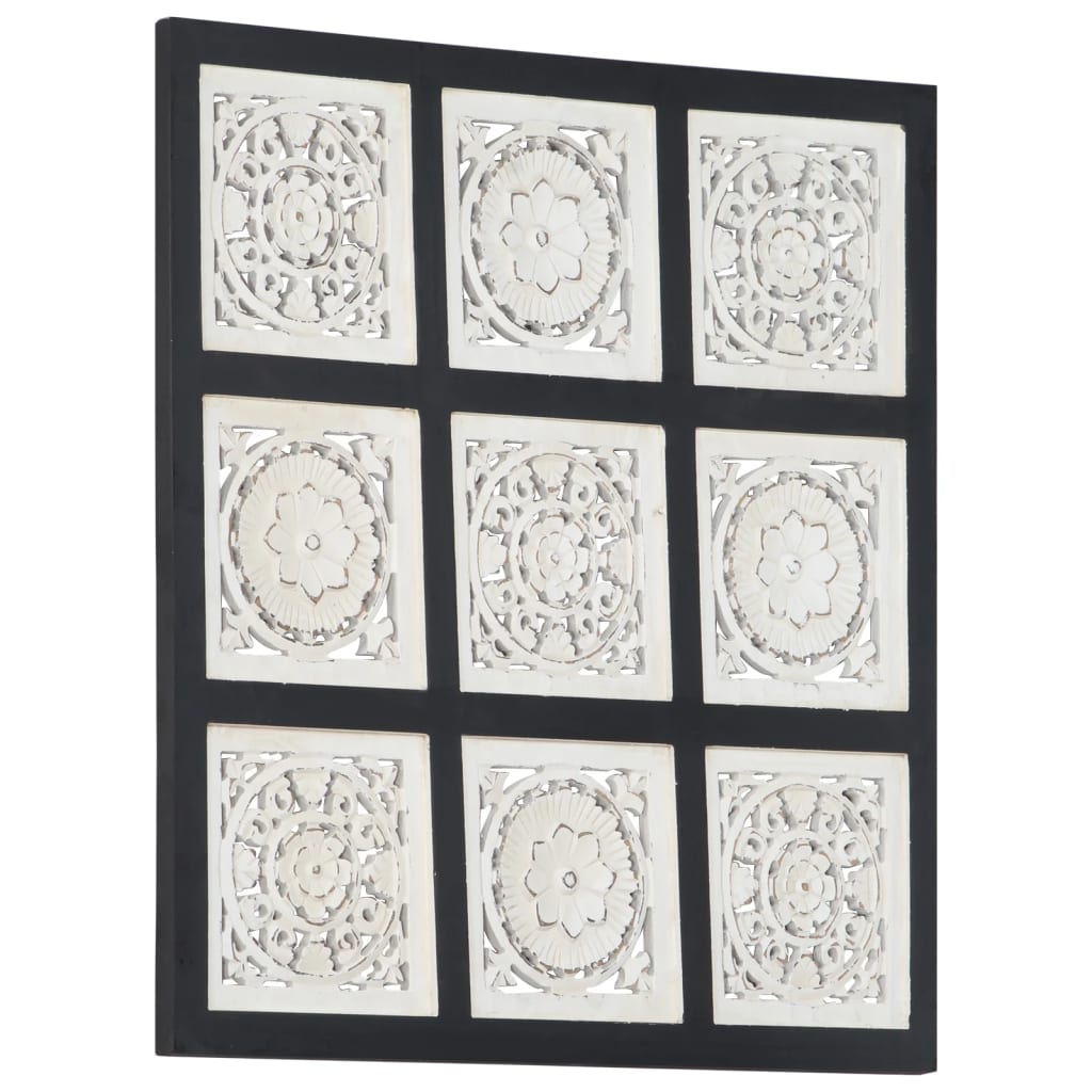 vidaXL Hand-Carved Wall Panel MDF 60x60x1.5 cm Black and White