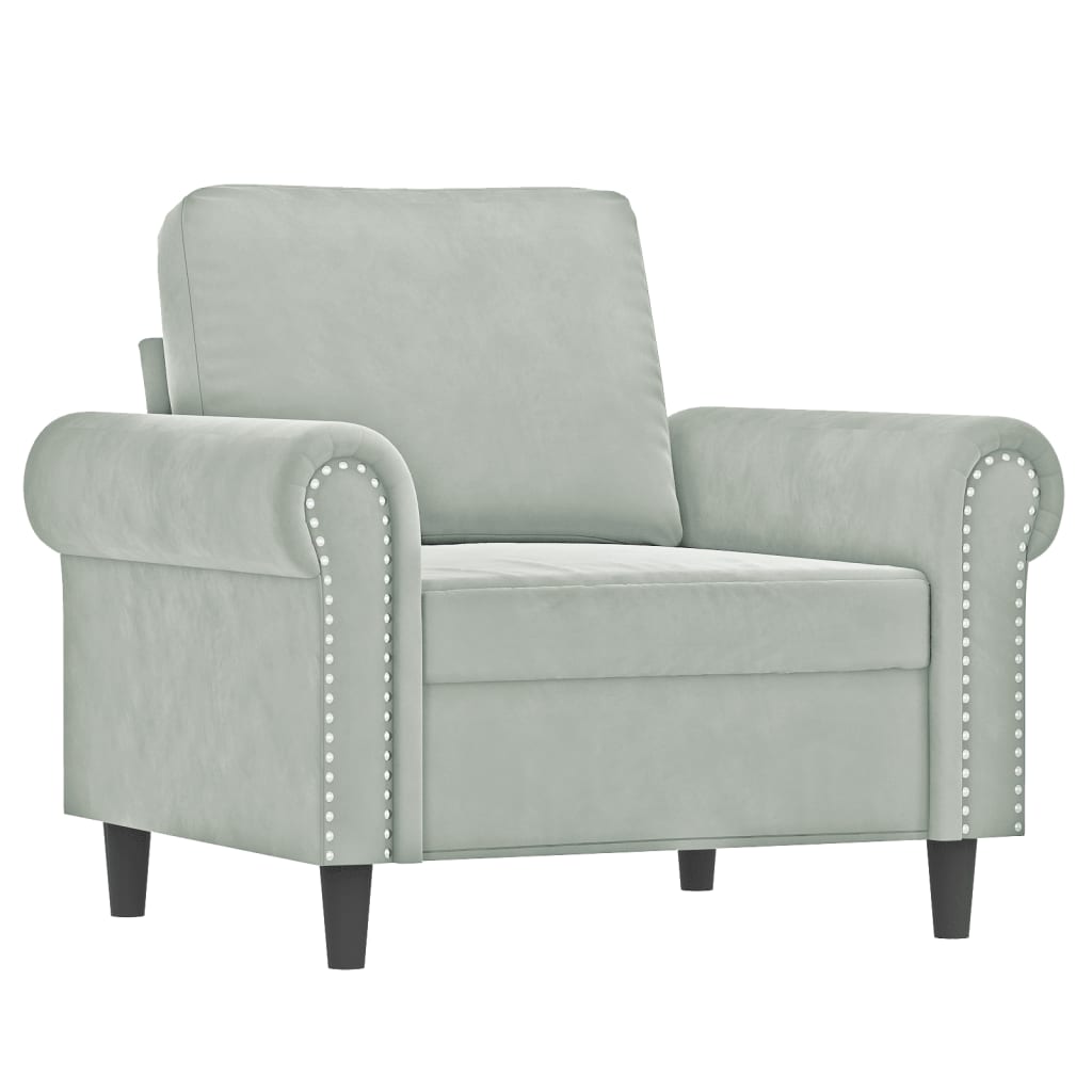 vidaXL Sofa Chair with Footstool Light Grey 60 cm Velvet