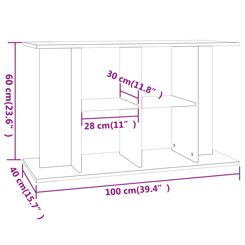 vidaXL Aquarium Stand Black 100x40x60 cm Engineered Wood